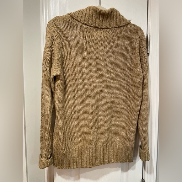 St. John’s Bay Size L Tan Cable Knit Collared Button Front Cozy Cardigan Sweater - Picture 7 of 9